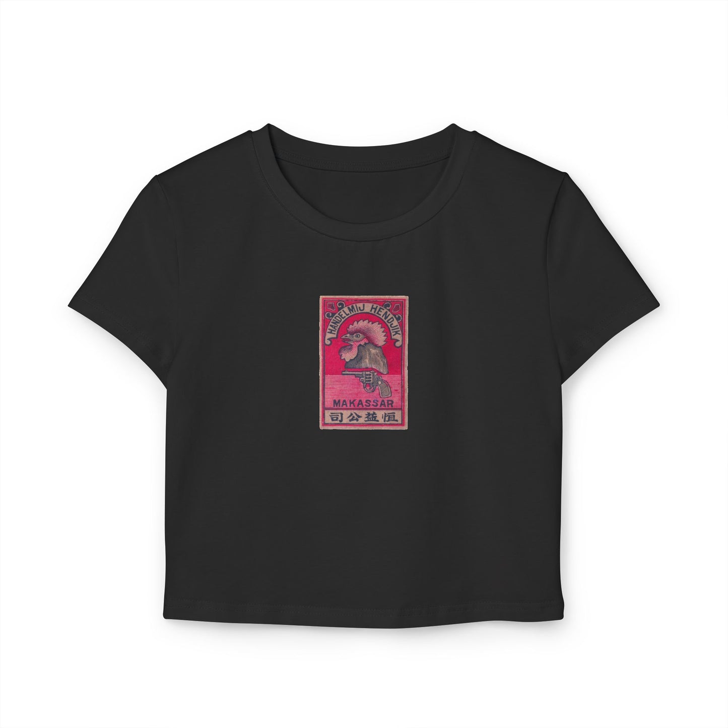 Handelmij Hendrik Makassar ,Vintage Japanese Matchbox Label Women's Crop Tee | Dutch East Indies Archive