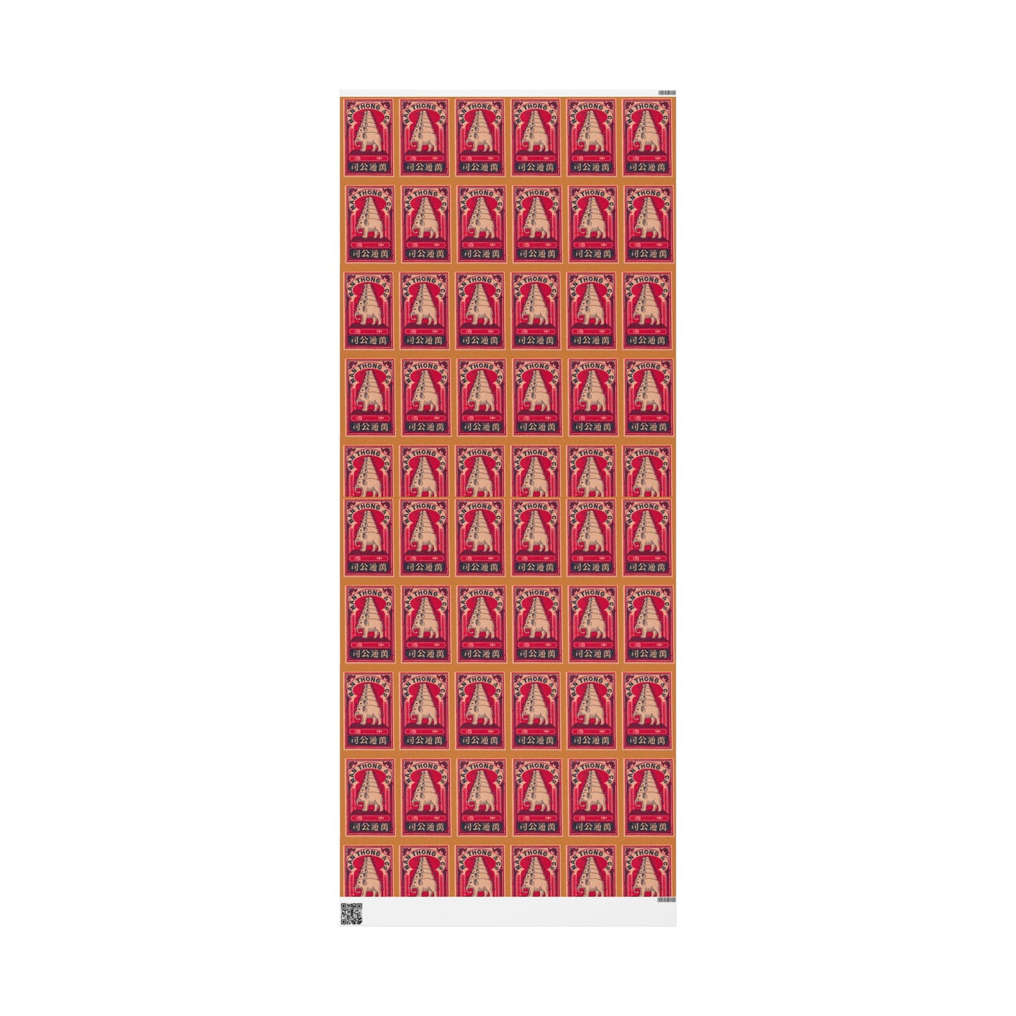 Man Thong Elephant Pagoda Vintage Japanese Matchbox Label Wrapping Paper