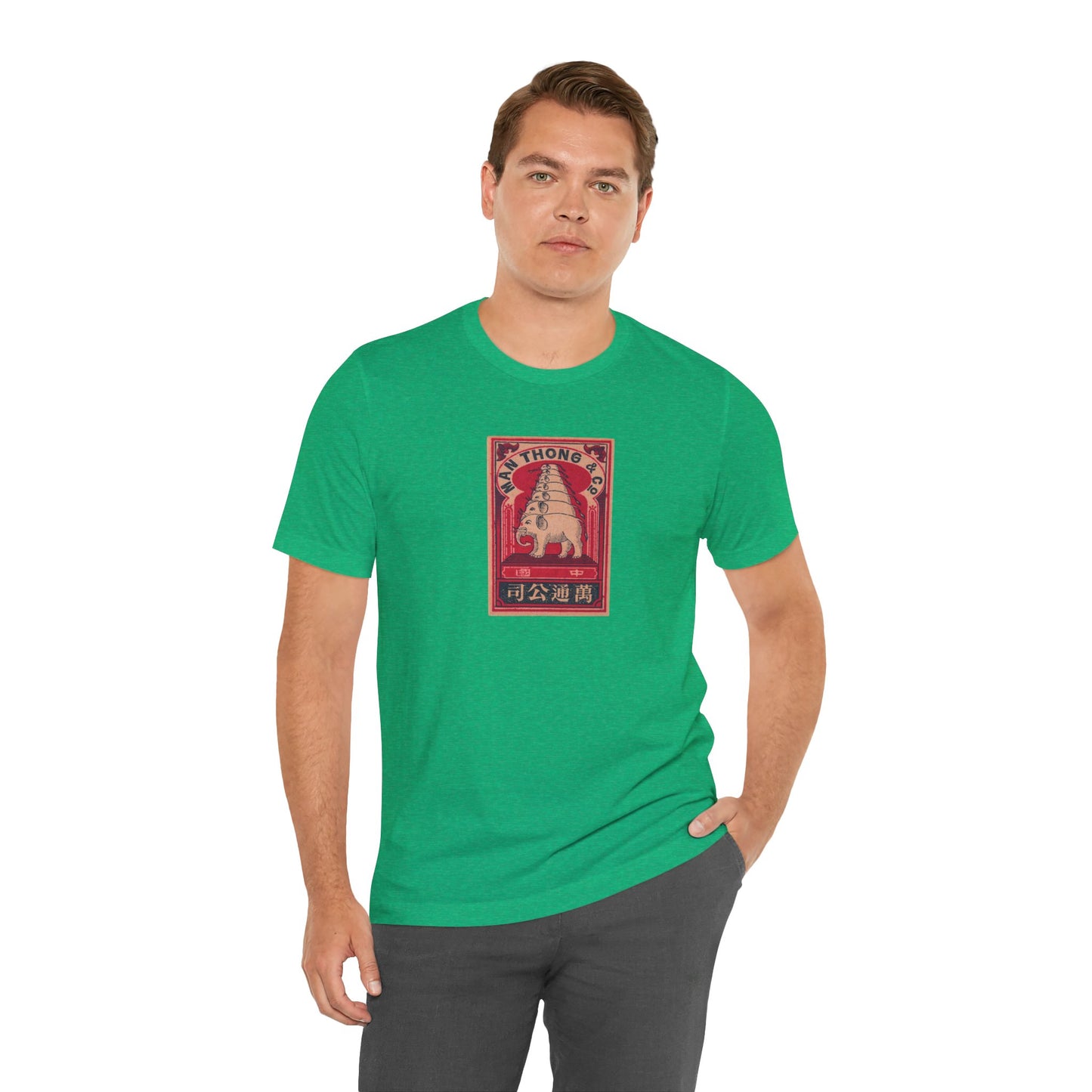 Man Thong Vintage Elephant Pagoda Label Unisex Tee