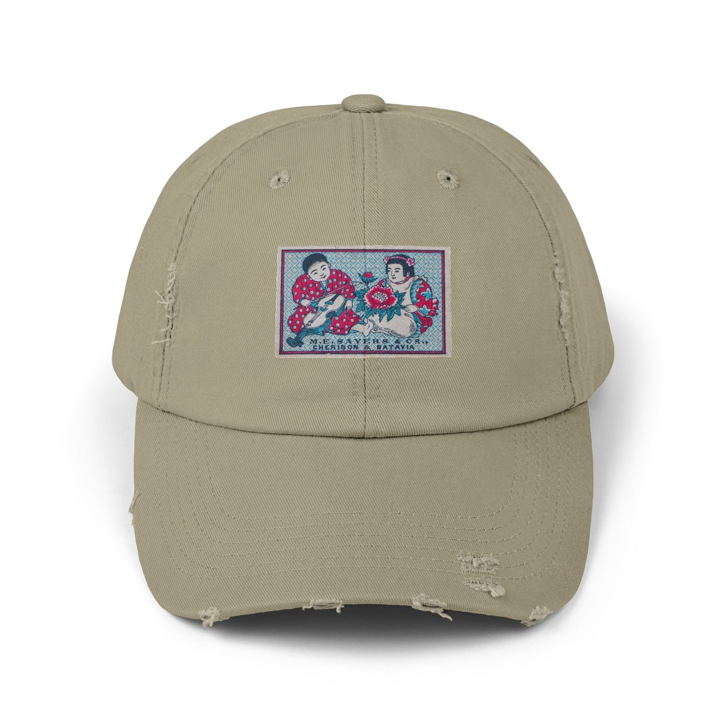 Sayers Children and Peony Vintage Matchbox Label Distressed Cap