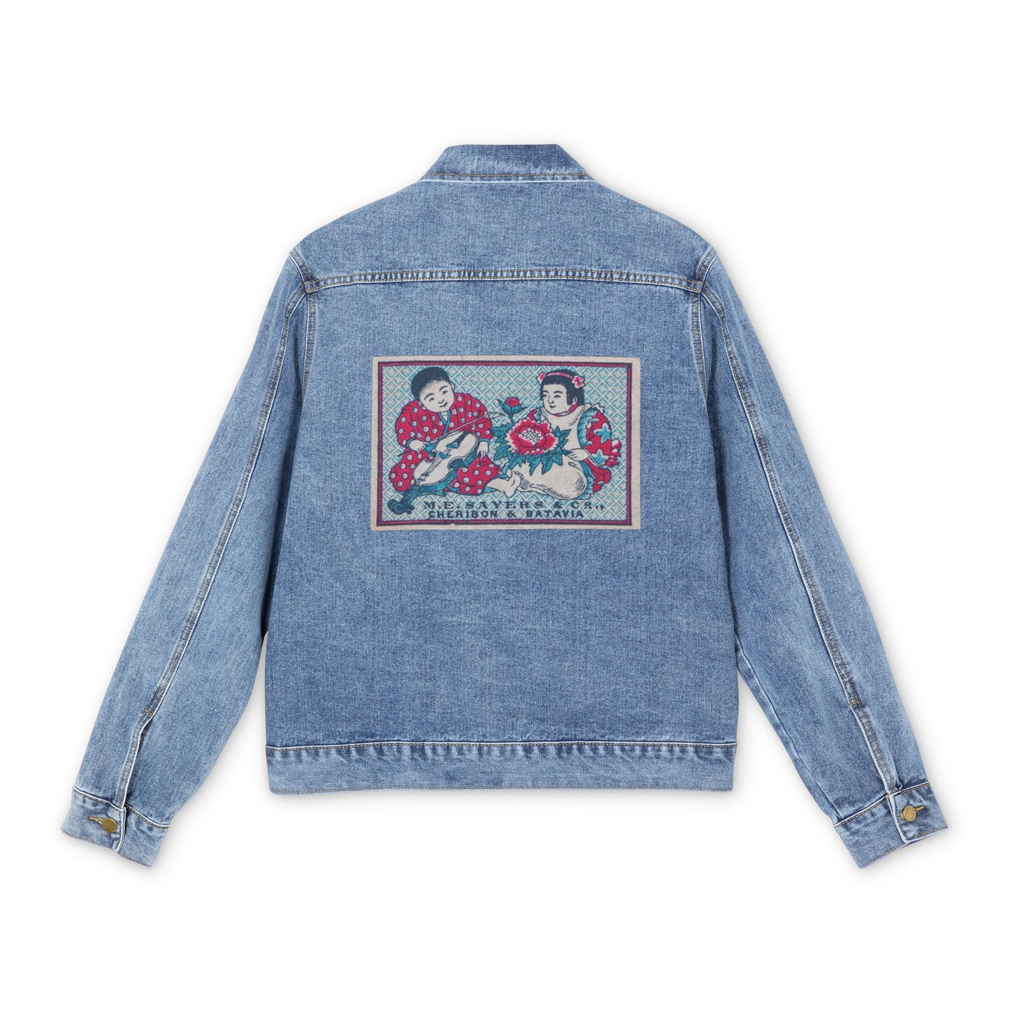 M.E. Sayers Vintage Children and Peony Label Denim Jacket