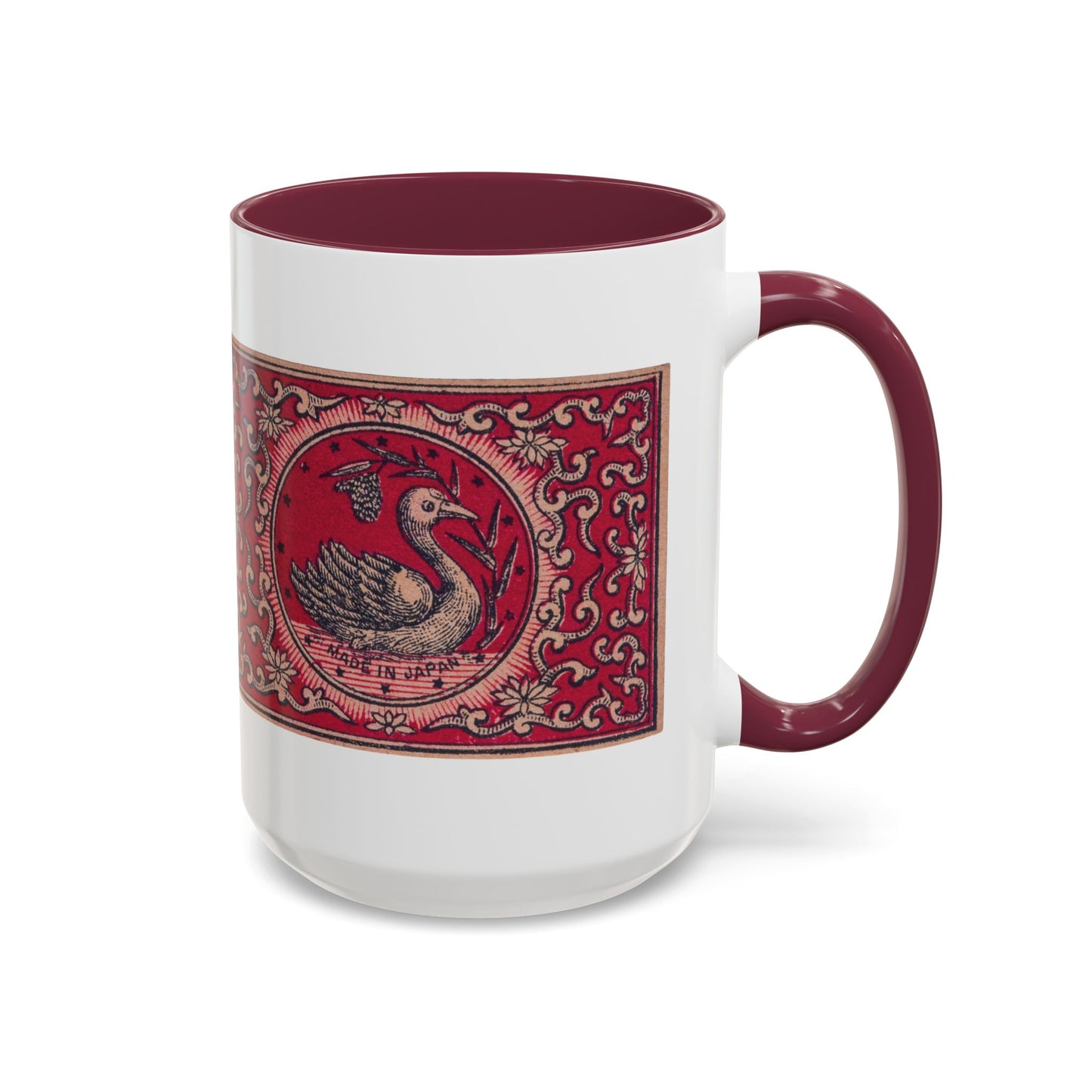Swan Trade Mark Vintage Japanese Matchbox Label Two-Tone Ceramic Mug Meiji Era Archive