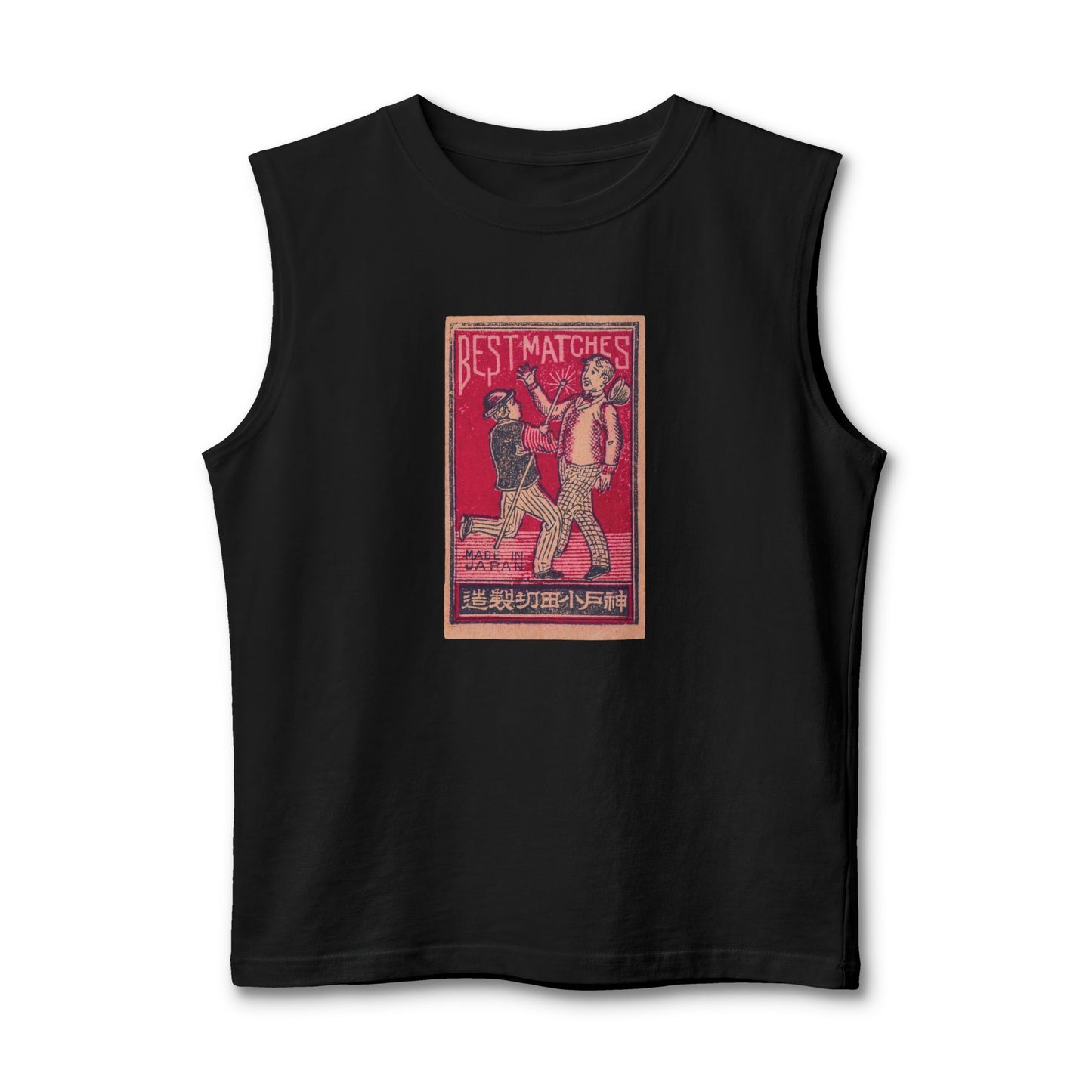Best Matches Vintage Japanese Two Men Matchbox Label Muscle Tank